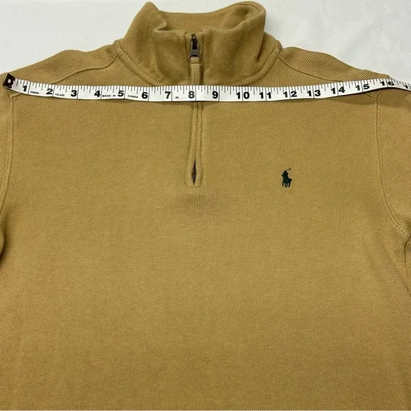 Polo Ralph Lauren Boys 1/4 Zip Pullover Sweater Size M 10-12 Cotton Knit Tan - Picture 6 of 12